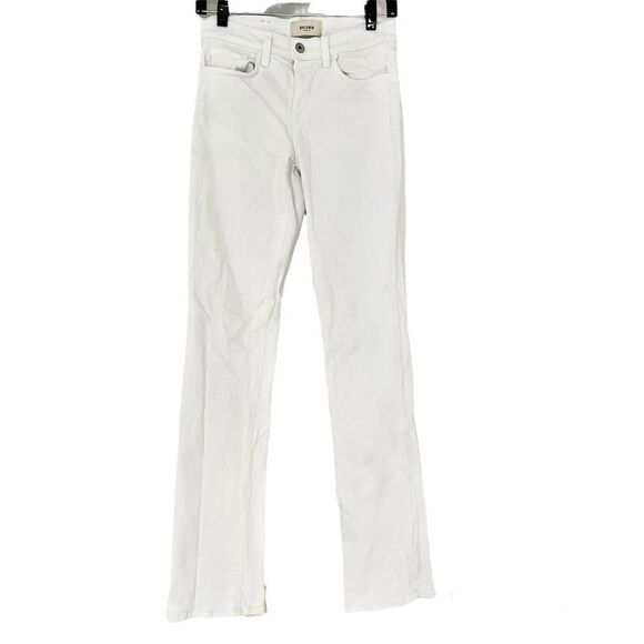 Baldwin Denim Cindy Mid Rise Baby Boot Cut Cotton Jeans in Off White Size 24 - Picture 1 of 13